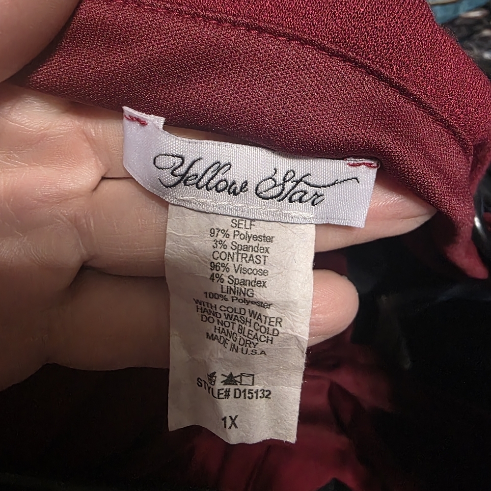 Yellow Star Red & Black Striped Wrap Dress 1X NWOT - Picture 2 of 2